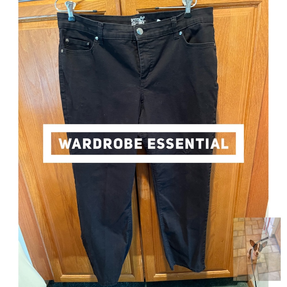 Terra & Sky Black Straight Leg Jeans, sz 16WPetite